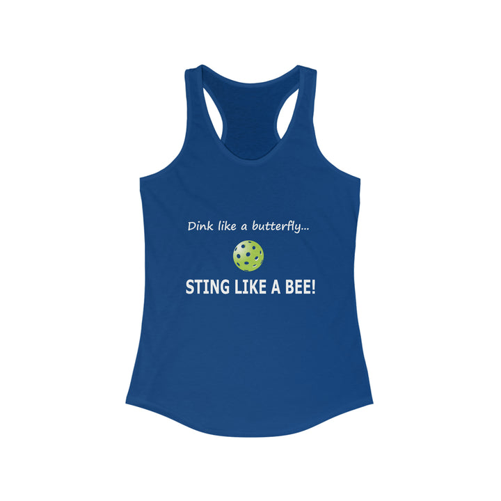 Dink Like a Butterfly, Sting Like a Bee Women's Racerback Tank - Great Pickleball Stuff