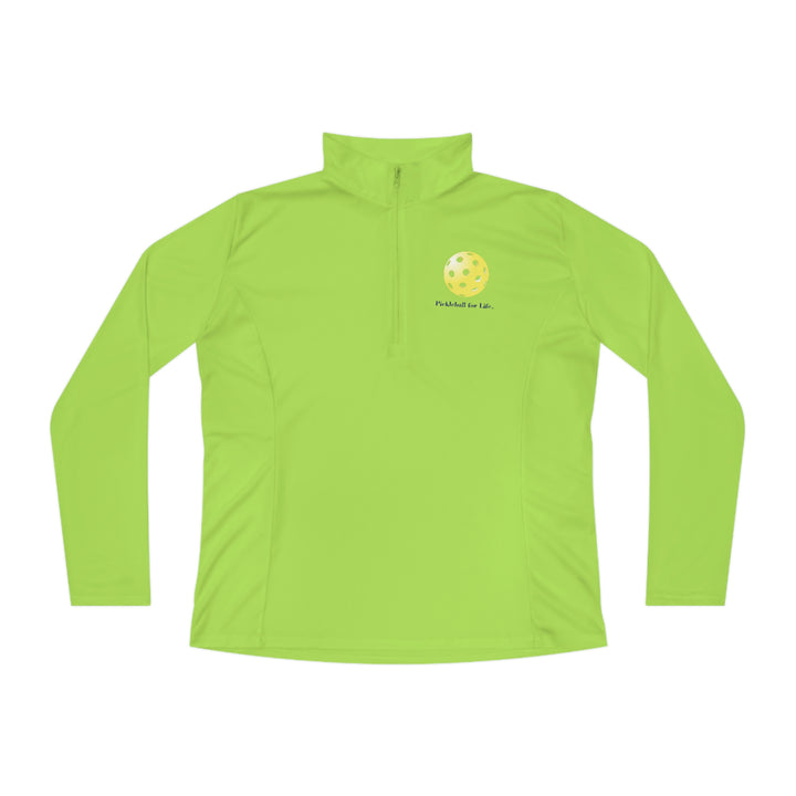 Pickleball for Life-Yellow Women's Moisture-Wicking Quarter-Zip Pullover - Great Pickleball Stuff