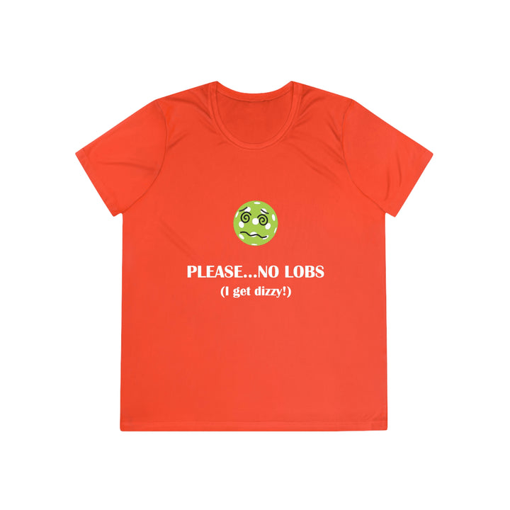 Please No Lobs-I Get Dizzy Women's Moisture-Wicking T-Shirt - Great Pickleball Stuff