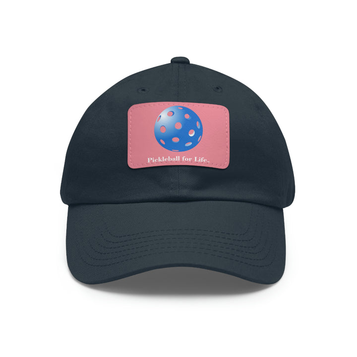 Pickleball for Life-Blue Baseball Cap with Leather Patch - Great Pickleball Stuff