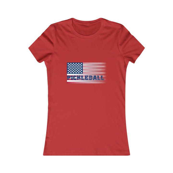 Pickleball Flag (Faded) Women's Slim-Fit Premium Cotton T-Shirt - Great Pickleball Stuff