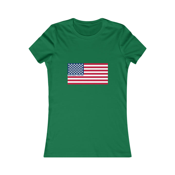 Pickleball for Life Flag Women's Slim-Fit Premium Cotton T-Shirt - Great Pickleball Stuff