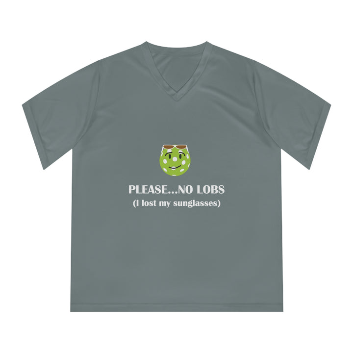 Please No Lobs-I Lost My Sunglasses Women's Moisture-Wicking V-Neck T-Shirt - Great Pickleball Stuff