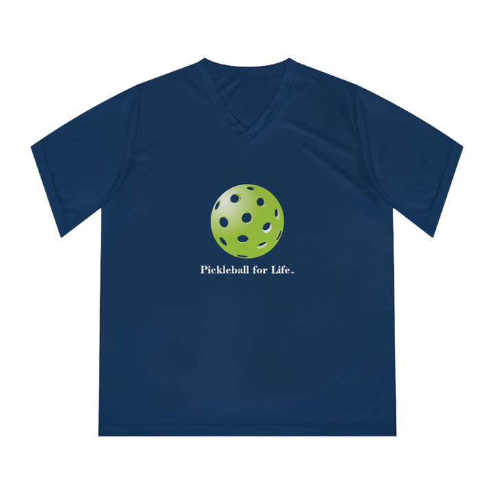 Pickleball for Life-Green Women's Moisture-Wicking V-Neck T-Shirt - Great Pickleball Stuff