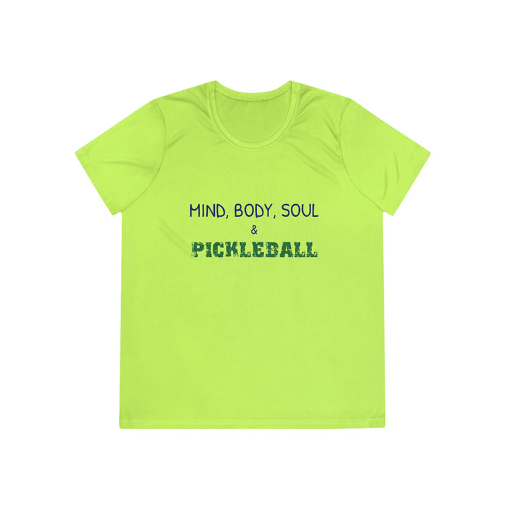 Mind, Body, Soul & Pickleball Women's Moisture-Wicking T-Shirt - Great Pickleball Stuff