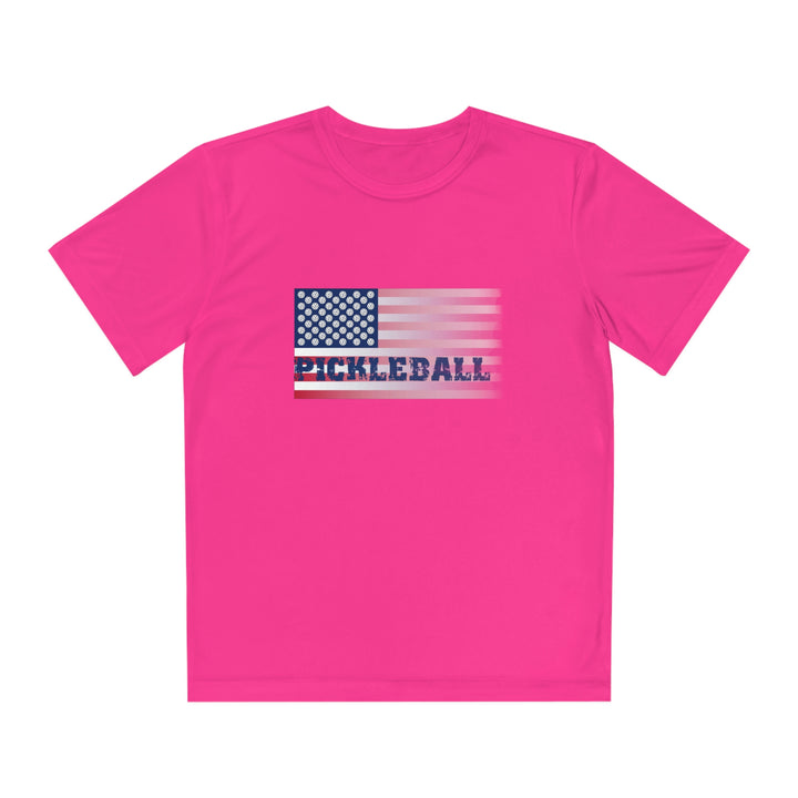 Pickleball Flag (Faded) Youth Moisture-Wicking T-Shirt - Great Pickleball Stuff