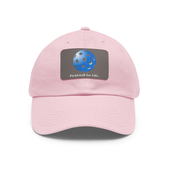 Pickleball for Life-Blue Baseball Cap with Leather Patch - Great Pickleball Stuff