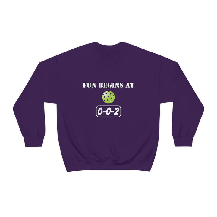 Fun Begins at 0-0-2 Unisex Crewneck Sweatshirt - Great Pickleball Stuff