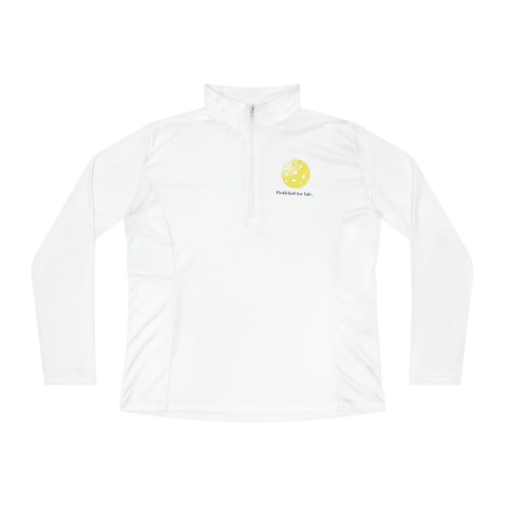 Pickleball for Life-Yellow Women's Moisture-Wicking Quarter-Zip Pullover - Great Pickleball Stuff