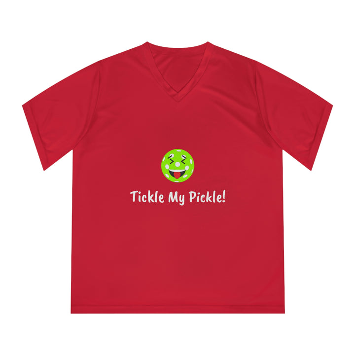 Tickle My Pickle Women's Moisture-Wicking V-Neck T-Shirt - Great Pickleball Stuff