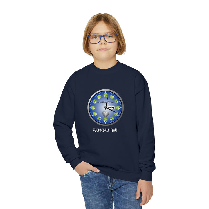 Pickleball Time Youth Crewneck Sweatshirt - Great Pickleball Stuff