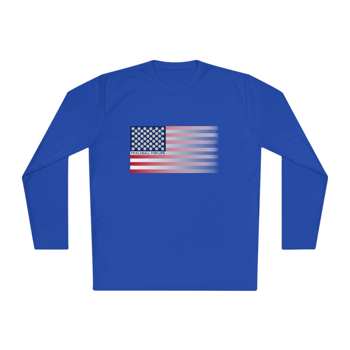 Pickleball for Life Flag (Faded) Unisex Moisture-Wicking Long Sleeve Tee - Great Pickleball Stuff