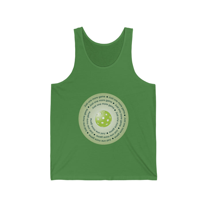 Just One More Game-Green Unisex Cotton Tank - Great Pickleball Stuff