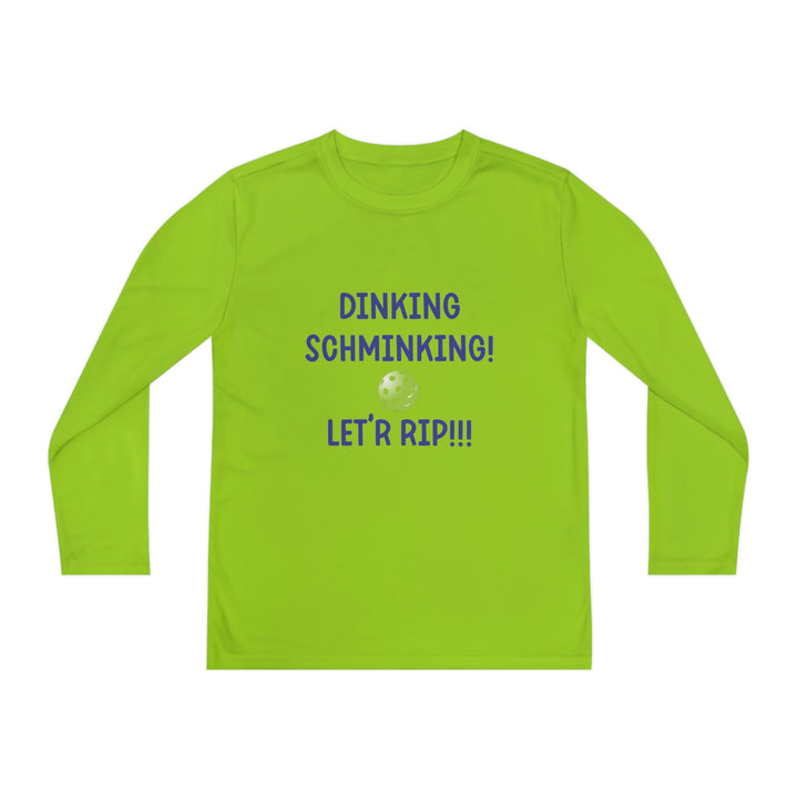 Dinking Schminking Youth Long Sleeve Moisture-Wicking T-Shirt - Great Pickleball Stuff