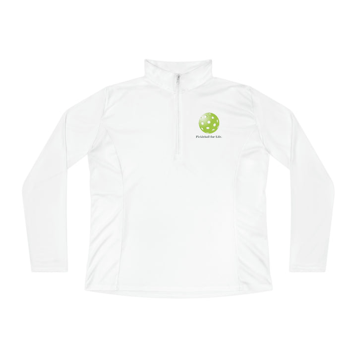 Pickleball for Life-Green Women's Moisture-Wicking Quarter-Zip Pullover - Great Pickleball Stuff