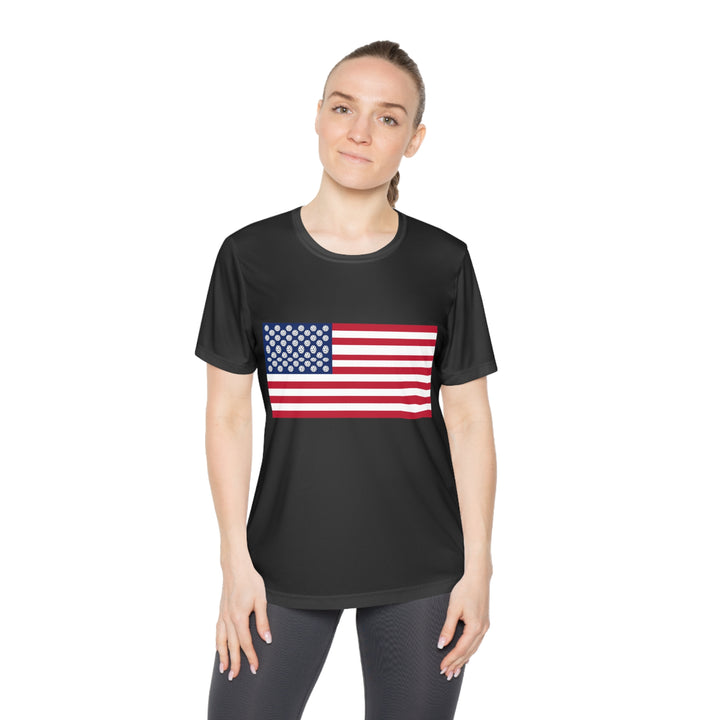 Pickleball Stars Flag Women's Moisture-Wicking T-Shirt - Great Pickleball Stuff