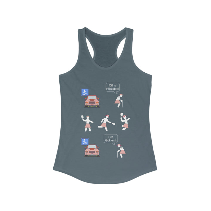 Got'em! (Old Woman) Women's Racerback Tank - Great Pickleball Stuff