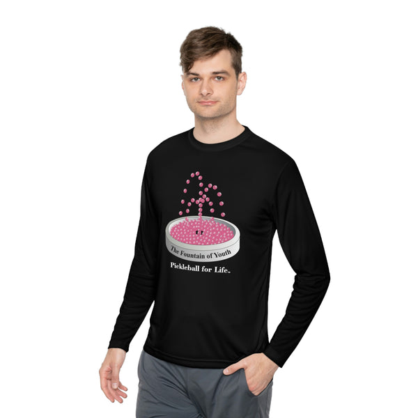 The Pickleball Fountain-Pink Unisex Moisture-Wicking Long Sleeve Tee - Great Pickleball Stuff