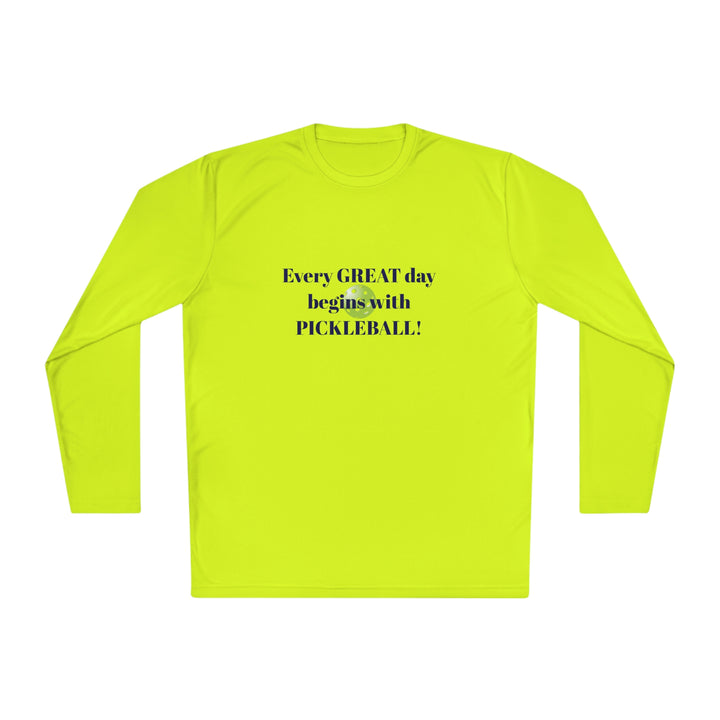 Every Great Day Begins with Pickleball! Unisex Moisture-Wicking Long Sleeve Tee - Great Pickleball Stuff