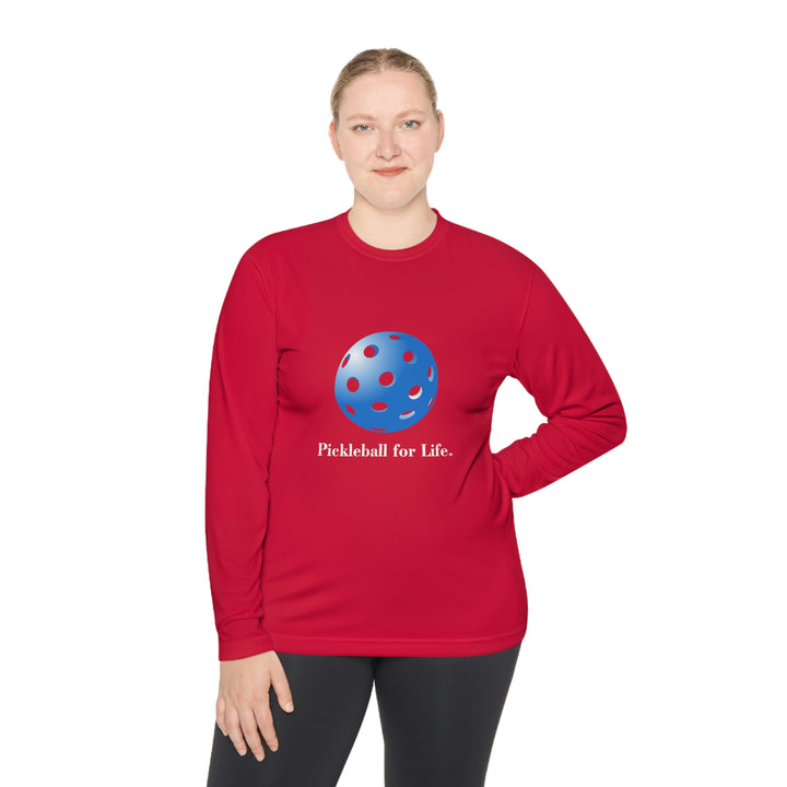 Pickleball for Life-Blue Unisex Moisture-Wicking Long Sleeve Tee - Great Pickleball Stuff