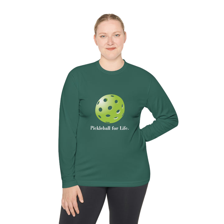 Pickleball for Life-Green Unisex Moisture-Wicking Long Sleeve Tee - Great Pickleball Stuff