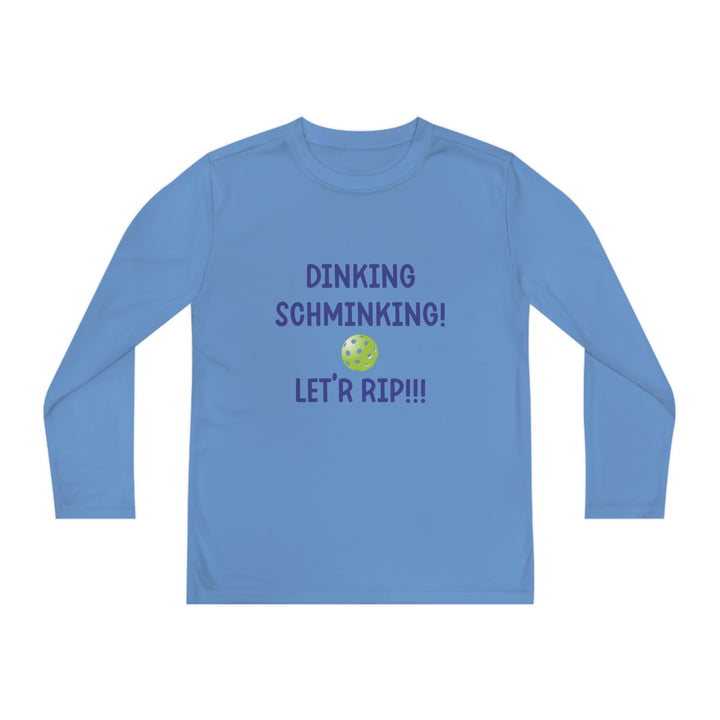 Dinking Schminking Youth Long Sleeve Moisture-Wicking T-Shirt - Great Pickleball Stuff