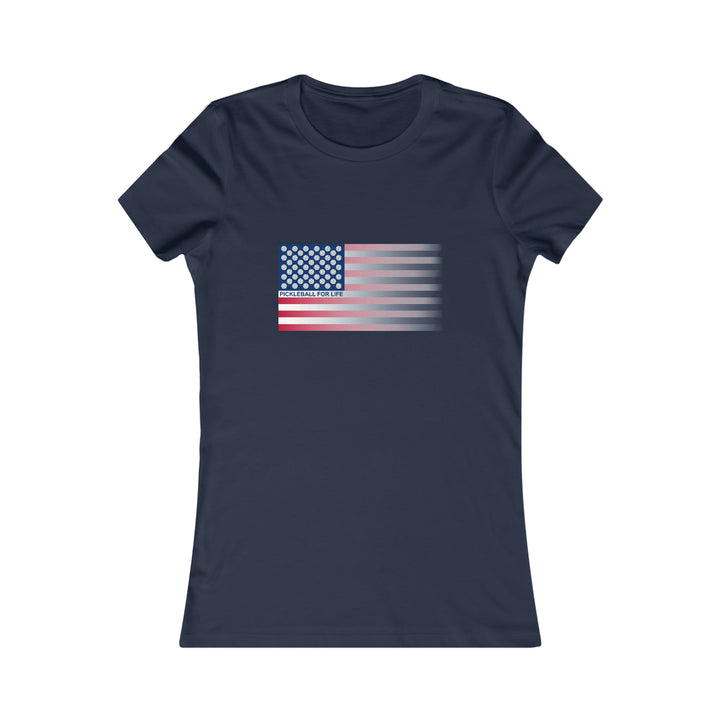 Pickleball for Life Flag (Faded) Women's Slim-Fit Premium Cotton T-Shirt - Great Pickleball Stuff