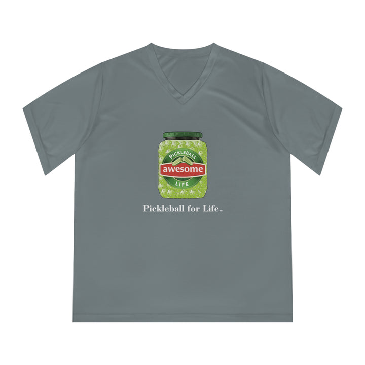 Awesome Pickles Women's Moisture-Wicking V-Neck T-Shirt - Great Pickleball Stuff