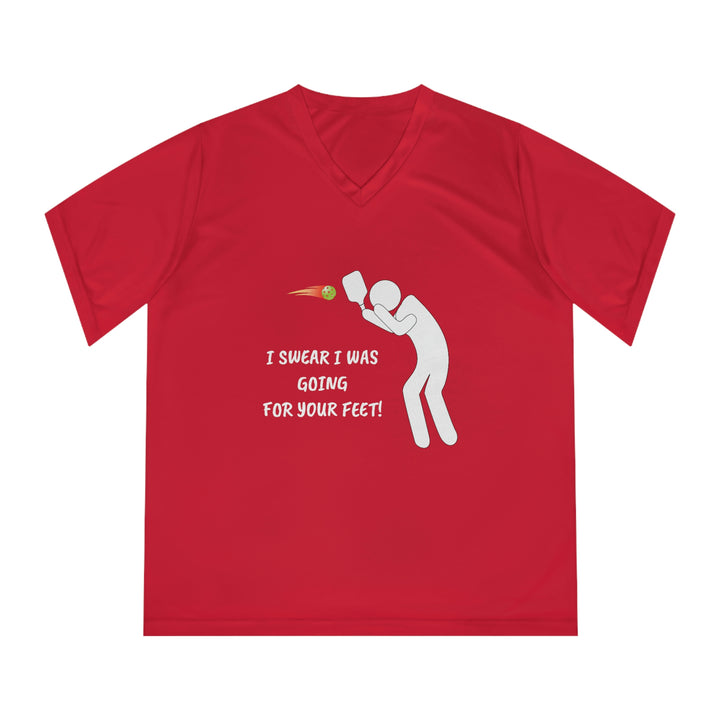 I Swear I Was Going For Your Feet! Women's Moisture-Wicking V-Neck T-Shirt - Great Pickleball Stuff