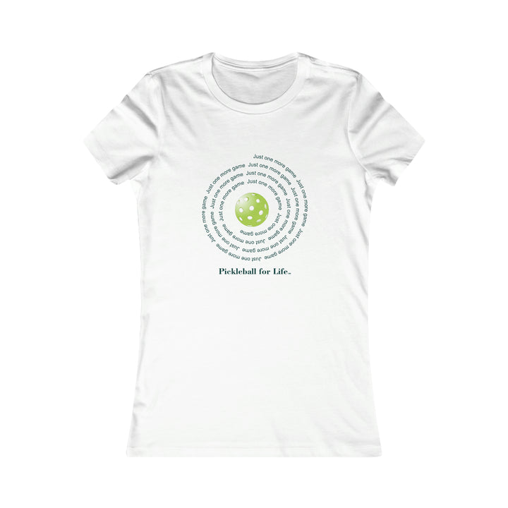 Just One More Game-Spiral Women's Slim-Fit Premium Cotton T-Shirt - Great Pickleball Stuff