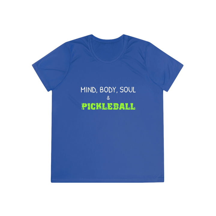 Mind, Body, Soul & Pickleball Women's Moisture-Wicking T-Shirt - Great Pickleball Stuff