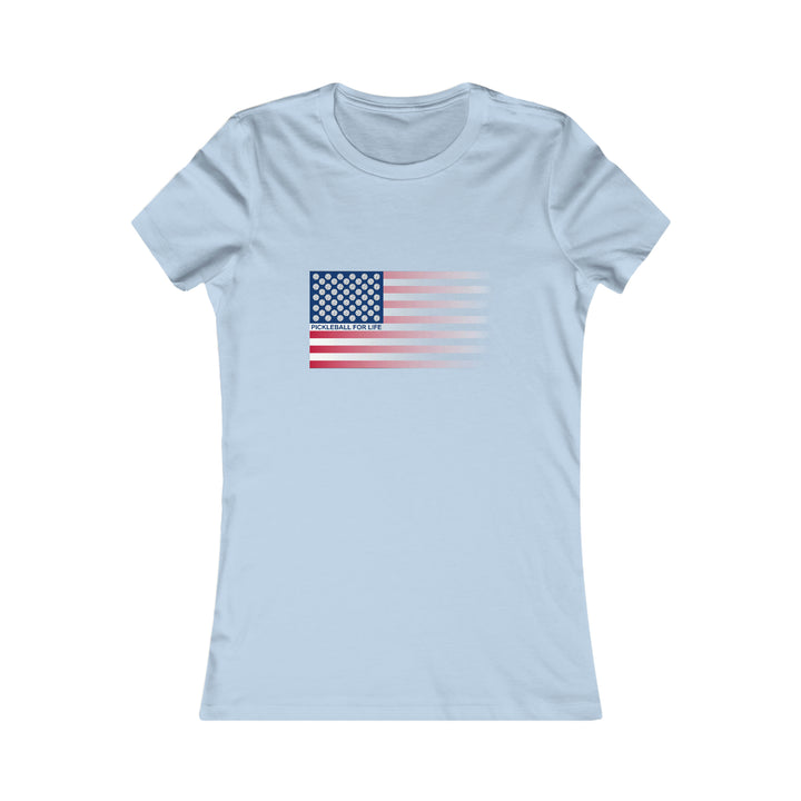 Pickleball for Life Flag (Faded) Women's Slim-Fit Premium Cotton T-Shirt - Great Pickleball Stuff