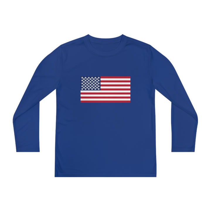 Pickleball Stars Flag Youth Long Sleeve Moisture-Wicking T-Shirt - Great Pickleball Stuff