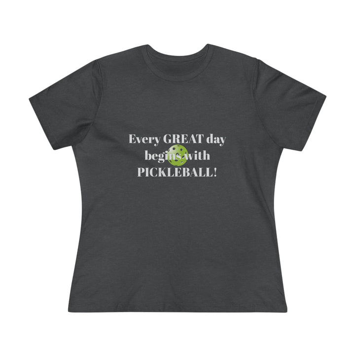 Every Great Day Begins with Pickleball! Women's Relaxed-Fit T-shirt - Great Pickleball Stuff