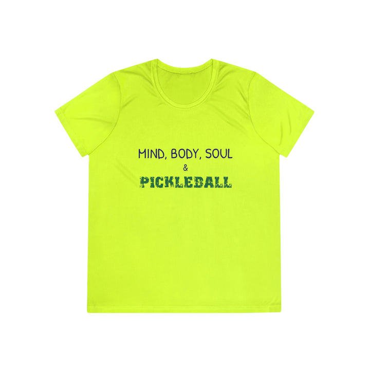 Mind, Body, Soul & Pickleball Women's Moisture-Wicking T-Shirt - Great Pickleball Stuff