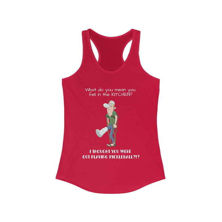 I Thought You Were Out Playing Pickleball? Women's Racerback Tank - Great Pickleball Stuff