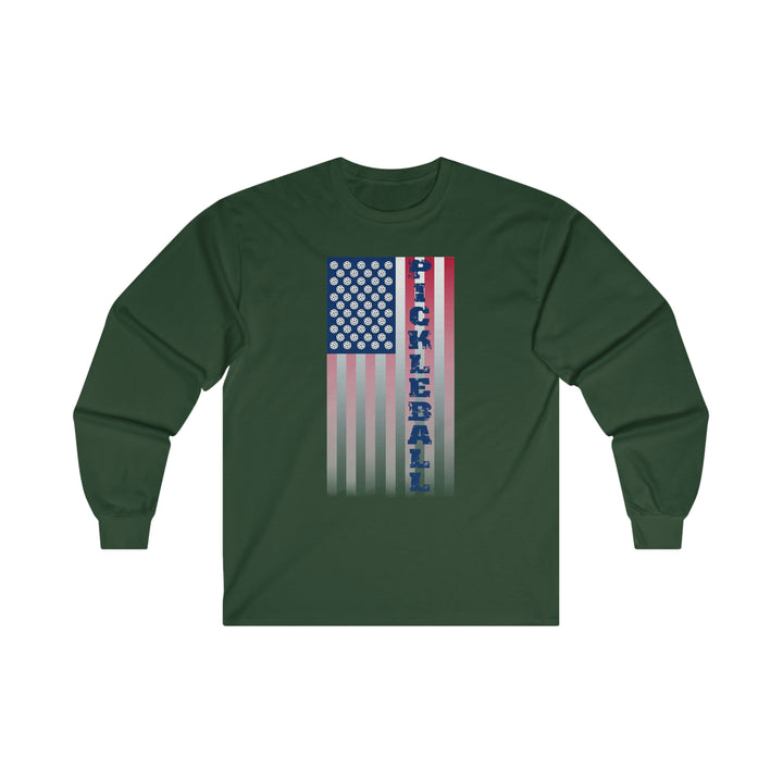 Pickleball Flag Vertical-2 (Faded) Ultra Cotton Long Sleeve Tee - Great Pickleball Stuff