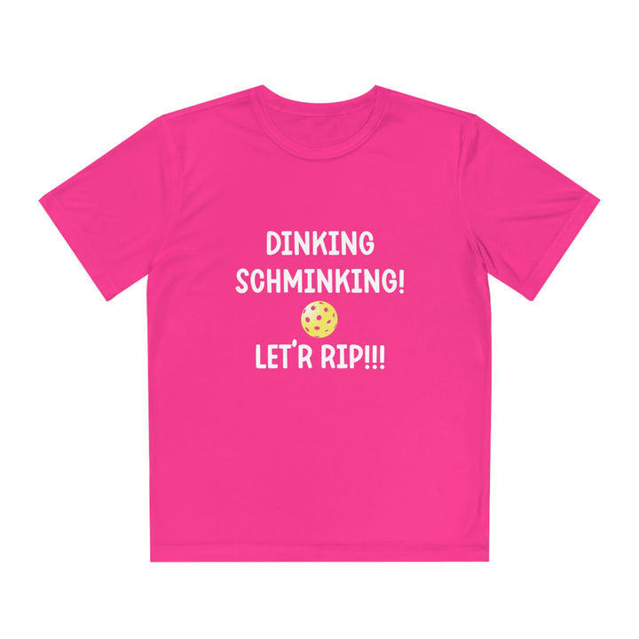 Dinking Schminking Youth Moisture-Wicking T-Shirt - Great Pickleball Stuff