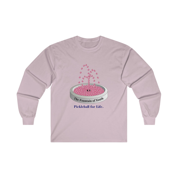 The Pickleball Fountain-Pink Ultra Cotton Long Sleeve Tee - Great Pickleball Stuff