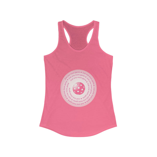 Just One More Game-Pink Women's Racerback Tank - Great Pickleball Stuff