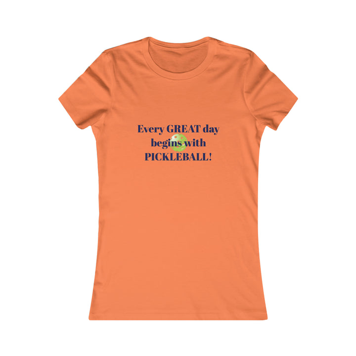 Every Great Day Begins with Pickleball! Women's Slim-Fit Premium Cotton T-Shirt - Great Pickleball Stuff