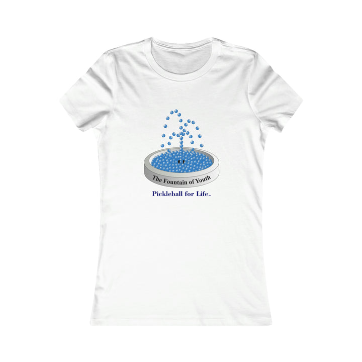 The Pickleball Fountain-Blue Women's Slim-Fit Premium Cotton T-Shirt - Great Pickleball Stuff