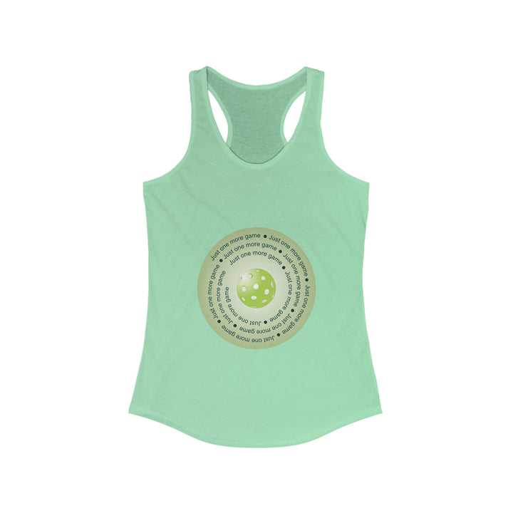 Just One More Game-Green Women's Racerback Tank - Great Pickleball Stuff