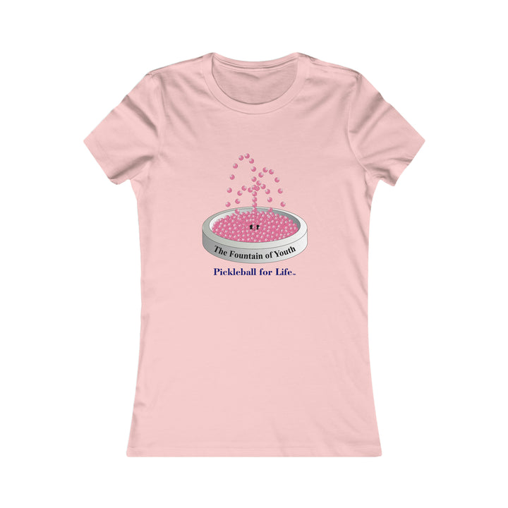 The Pickleball Fountain-Pink Women's Slim-Fit Premium Cotton T-Shirt - Great Pickleball Stuff