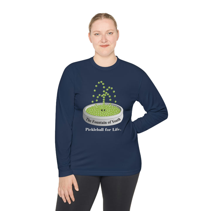 The Pickleball Fountain-Green Unisex Moisture-Wicking Long Sleeve Tee - Great Pickleball Stuff