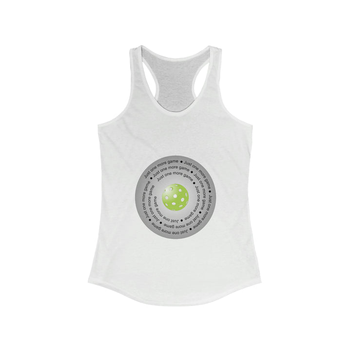 Just One More Game-Silver Women's Racerback Tank - Great Pickleball Stuff