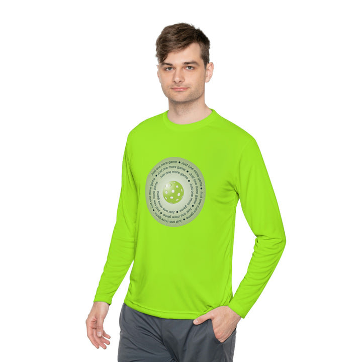 Just One More Game-Green Unisex Moisture-Wicking Long Sleeve Tee - Great Pickleball Stuff