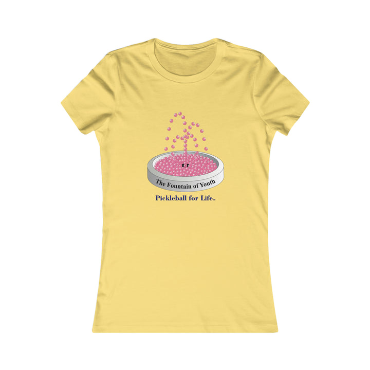 The Pickleball Fountain-Pink Women's Slim-Fit Premium Cotton T-Shirt - Great Pickleball Stuff