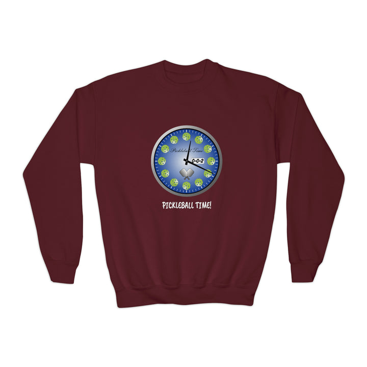 Pickleball Time Youth Crewneck Sweatshirt - Great Pickleball Stuff