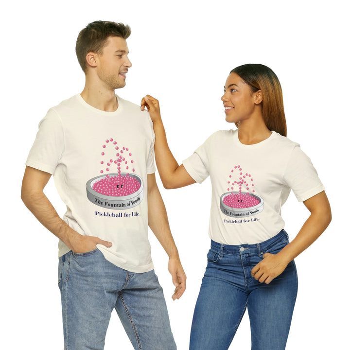 The Pickleball Fountain-Pink Unisex T-Shirt - Great Pickleball Stuff